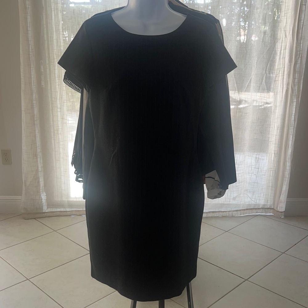 Pinstriped dress - charcoal gray